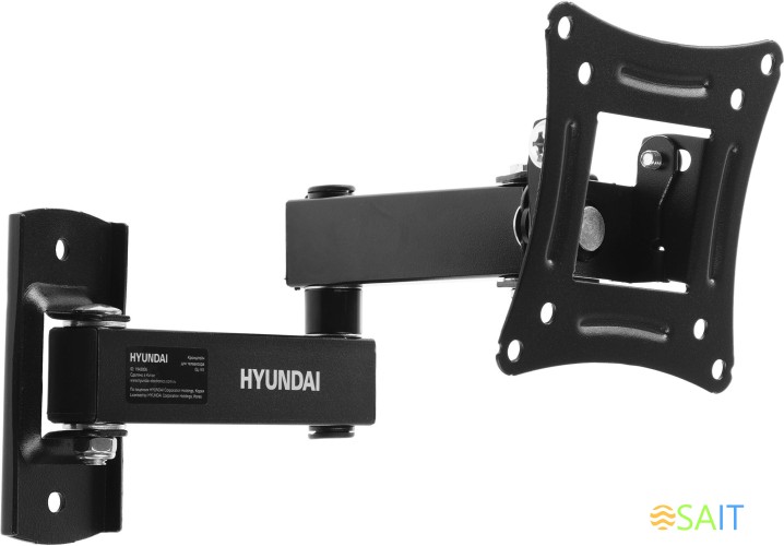 Кронштейн для телевизора Hyundai GL-N1 черный 10"-27" макс.15кг настенный поворотно-выдвижной и наклонный
