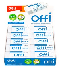 Ластик Deli EH03110 Offi 60x24x12мм ПВХ белый индивидуальная картонная упаковка