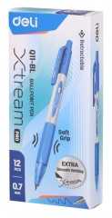 Ручка шариков. автоматическая Deli X-tream EQ11-BL синий мет./синий d=0.7мм син. черн. резин. манжета