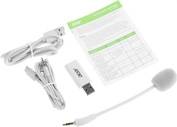 Наушники с микрофоном Acer OHR303 белый мониторные BT/Radio/3.5mm оголовье (ZL.HDSEE.00A)