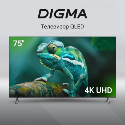 Телевизор QLED Digma 75" DM-LED75UQB31 Google TV Frameless Metal черный/черный 4K Ultra HD 60Hz MEMC DVB-T DVB-T2 DVB-C DVB-S DVB-S2 USB WiFi Smart TV