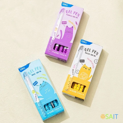 Ручка гелев. Deli EG81-BL ассорти син. черн. линия 0.5мм