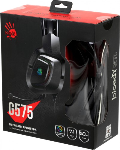 Наушники с микрофоном A4Tech Bloody G575 черный 2м мониторные USB оголовье (G575 USB/ BLACK)