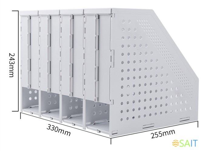 Лоток вертикальный Deli 78996LT-GREY 4отд. складной A4 332x256x243мм серый пластик