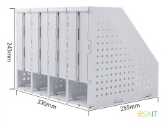 Лоток вертикальный Deli 78996LT-GREY 4отд. складной A4 332x256x243мм серый пластик