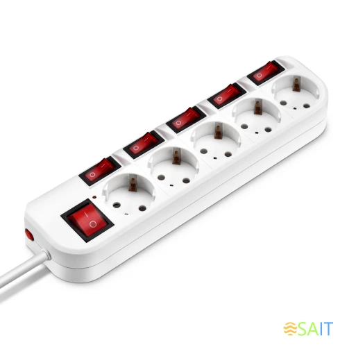 Сетевой фильтр Buro 500SH-5-SW-W 5м (5 розеток) белый (коробка)