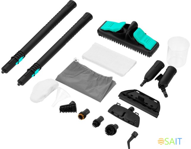 Пароочиститель напольный Kitfort КТ-9137-2 1800Вт черный/бирюзовый