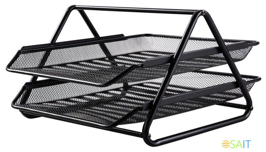 Лоток горизонтальный Deli E9183 для бумаг 350х274х185мм черный металл сетка