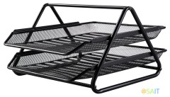 Лоток горизонтальный Deli E9183 для бумаг 350х274х185мм черный металл сетка