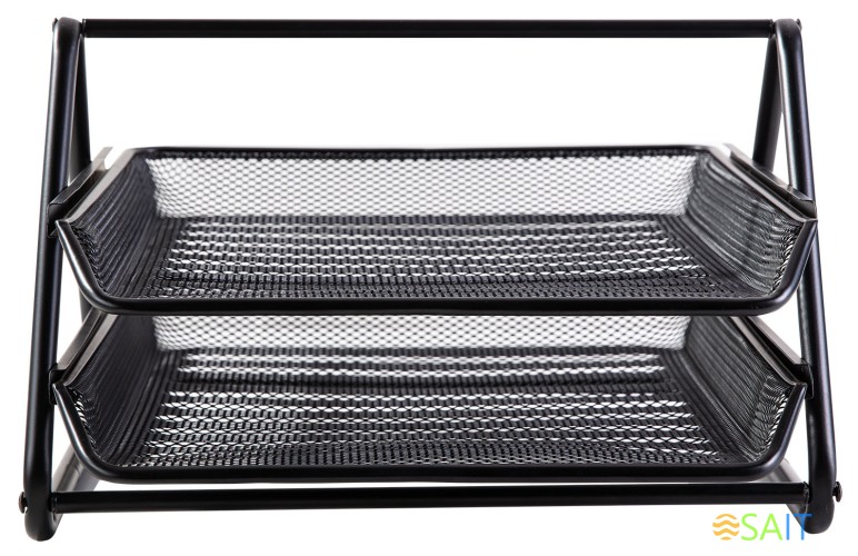 Лоток горизонтальный Deli E9183 для бумаг 350х274х185мм черный металл сетка