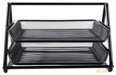 Лоток горизонтальный Deli E9183 для бумаг 350х274х185мм черный металл сетка