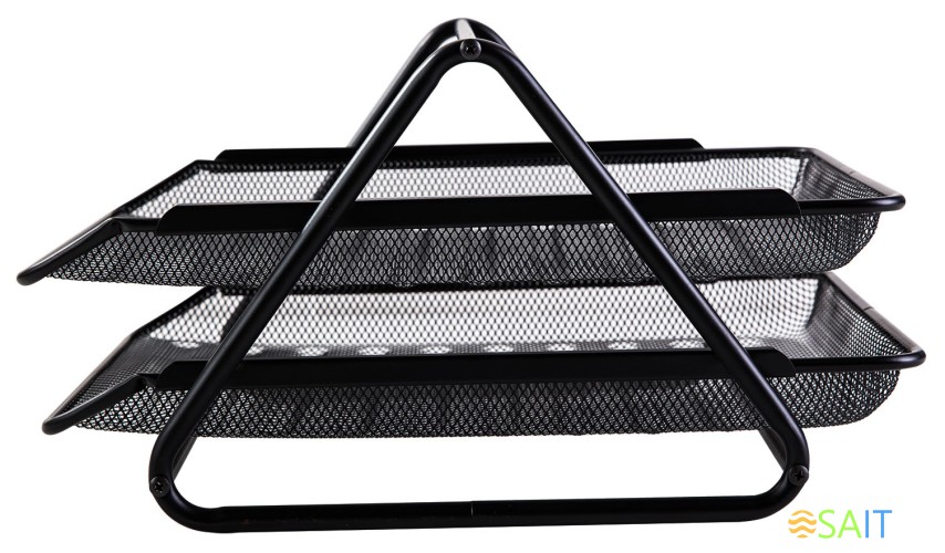 Лоток горизонтальный Deli E9183 для бумаг 350х274х185мм черный металл сетка