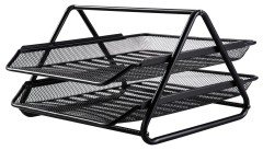 Лоток горизонтальный Deli E9183 для бумаг 350х274х185мм черный металл сетка