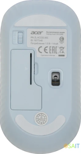 Клавиатура + мышь Acer OCC205 клав:белый/голубой мышь:белый/голубой USB беспроводная slim Multimedia (ZL.ACCEE.00C)