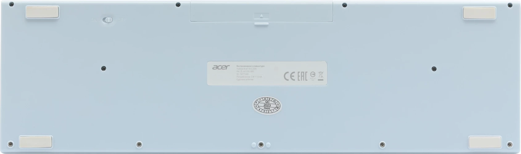 Клавиатура + мышь Acer OCC205 клав:белый/голубой мышь:белый/голубой USB беспроводная slim Multimedia (ZL.ACCEE.00C)