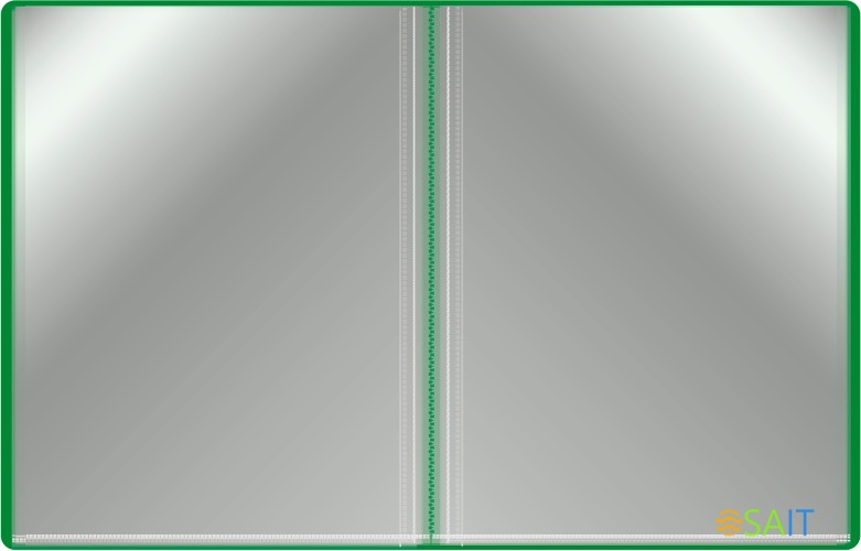 Папка с 30 прозр.вклад. Бюрократ -BPV30GRN A4 пластик 0.65мм торц.карм с бум. встав зеленый