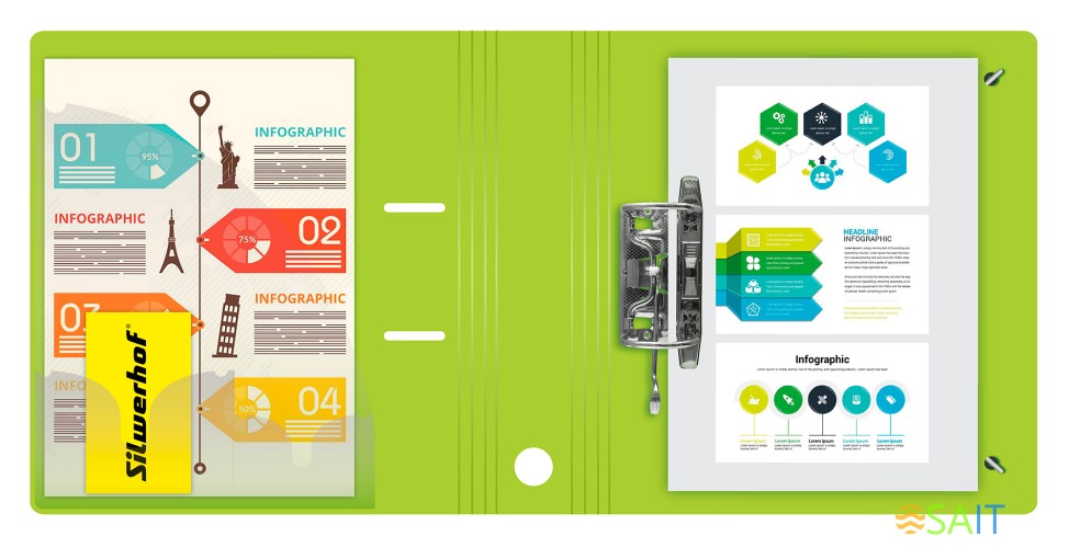 Папка-регистратор Silwerhof 355051 A4 70мм полифом салатовый