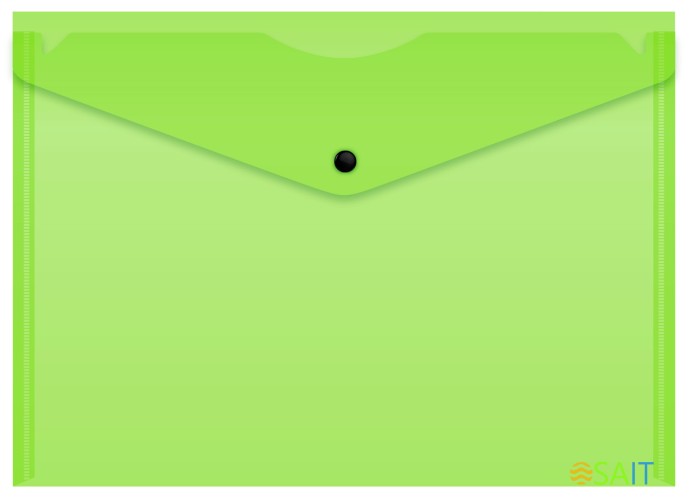 Конверт на кнопке Бюрократ Double Neon DNEPK803A4LETT A4 гориз. пластик 0.15мм салатовый