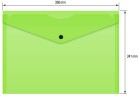 Конверт на кнопке Бюрократ Double Neon DNEPK803A4LETT A4 гориз. пластик 0.15мм салатовый