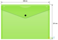 Конверт на кнопке Бюрократ Double Neon DNEPK803A4LETT A4 гориз. пластик 0.15мм салатовый