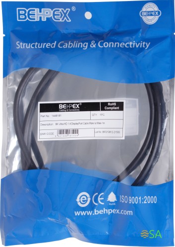 Кабель Ultra HD DisplayPort (m) DisplayPort (m) 1м черный (пакет)