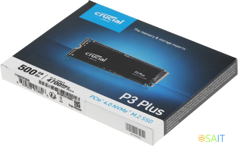 Накопитель SSD Crucial PCIe 4.0 x4 500GB CT500P3PSSD8 P3 Plus M.2 2280