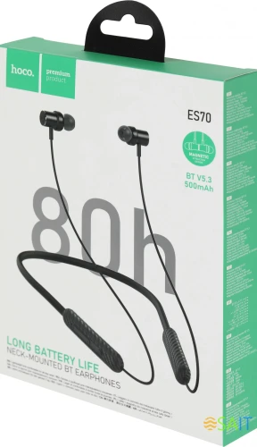 Гарнитура внутриканальные Hoco ES70 черный беспроводные bluetooth шейный обод