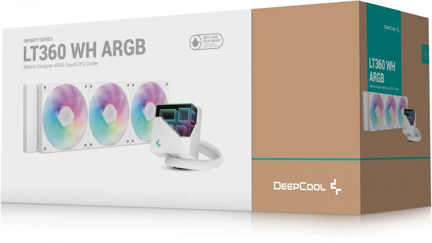 Система водяного охлаждения Deepcool LT360 ARGB Soc-AM5/AM4/1200/1700/1851 белый 4-pin 38.71dB Al 300W 1856gr Ret (R-LT360-WHAMNC-G-1)