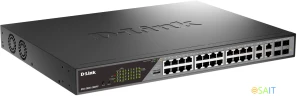 Коммутатор D-Link DSS-200G-28MPP/A1A (L2) 24x1Гбит/с 4xКомбо(1000BASE-T/SFP) 518W настраиваемый