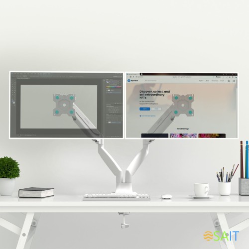 Кронштейн для мониторов Onkron G200 белый 13"-32" макс.18кг настольный поворот и наклон верт.перемещ.