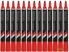 Набор маркеров перманентных Deli EU10140-P Think скошенный пиш. наконечник 1.5-5мм красный коробка картонная (12шт.)