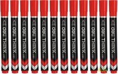 Набор маркеров перманентных Deli EU10140-P Think скошенный пиш. наконечник 1.5-5мм красный коробка картонная (12шт.)