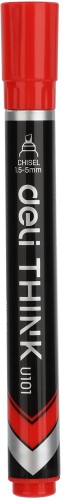 Набор маркеров перманентных Deli EU10140-P Think скошенный пиш. наконечник 1.5-5мм красный коробка картонная (12шт.)