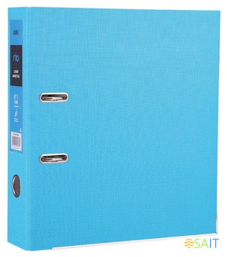 Папка-регистратор Deli EB20130 A4 75мм полипропилен/бумага синий разборная смен.карм. на кор.