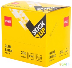 Клей-карандаш Deli EA20210 20гр корп.желтый ПВП дисплей картонный усиленный Stick UP