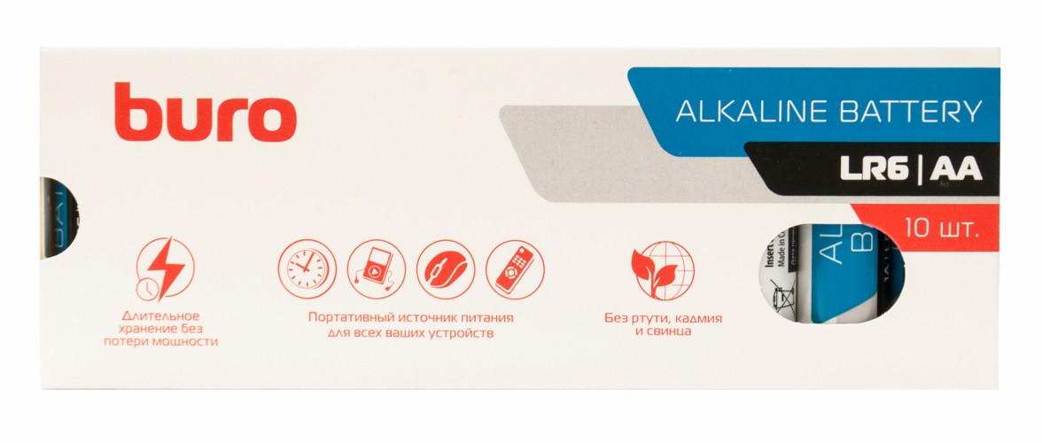 Батарея Buro Alkaline LR6 AA (10шт) коробка