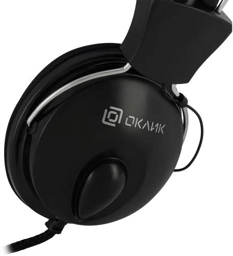 Наушники с микрофоном Оклик HS-M200 черный 1.8м накладные оголовье (1532011)