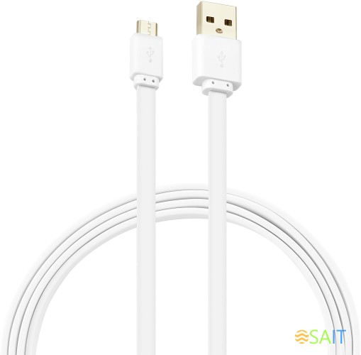 Кабель Buro BHP MICROUSB 1M FLAT USB (m)-micro USB (m) 1м белый плоский