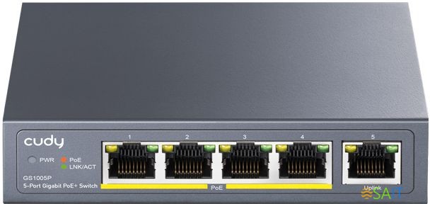 Коммутатор Cudy GS1005P (L2) 5x1Гбит/с 5PoE 60W неуправляемый
