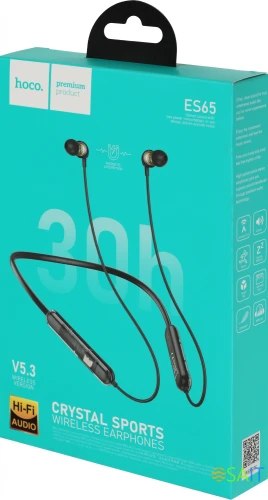 Гарнитура внутриканальные Hoco ES65 черный беспроводные bluetooth шейный обод
