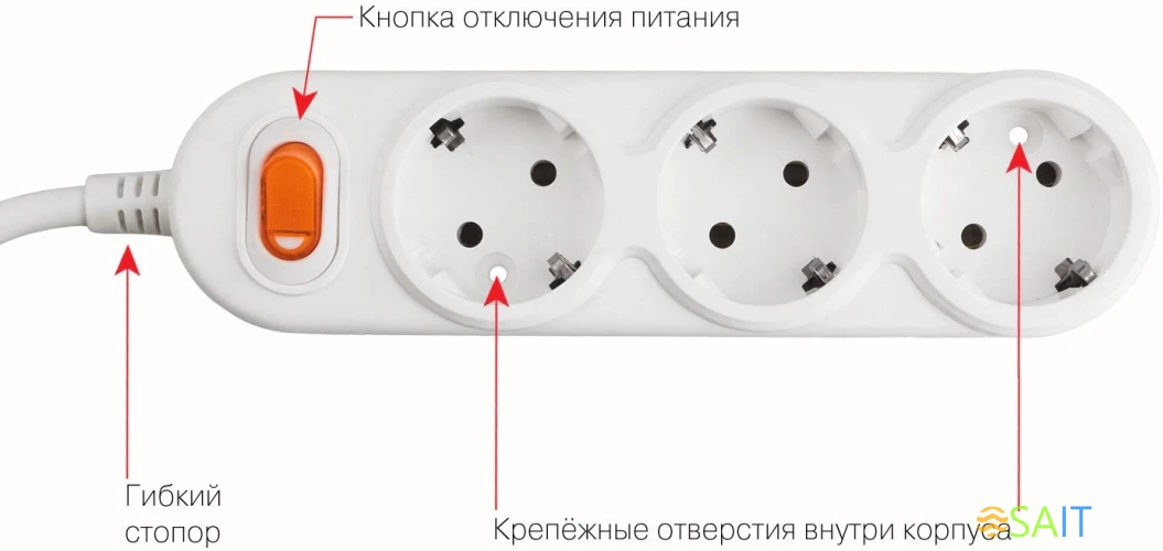 Сетевой удлинитель Powercube PC-1-3M 3м (3 розетки) белый (коробка)