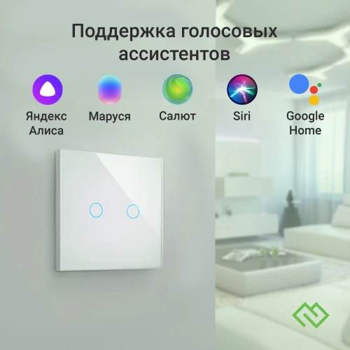 Умный выключатель Digma DiSwitch 2p 2-хкл. универсальный белый (DSW2P)