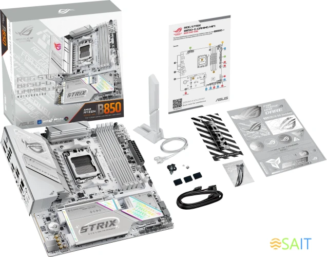 Материнская плата Asus ROG STRIX B850-G GAMING WIFI Socket AM5 AMD B850 4xDDR5 mATX AC`97 8ch(7.1) 2.5Gg RAID+HDMI+DP