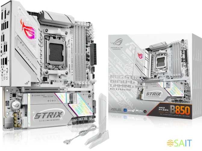 Материнская плата Asus ROG STRIX B850-G GAMING WIFI Socket AM5 AMD B850 4xDDR5 mATX AC`97 8ch(7.1) 2.5Gg RAID+HDMI+DP