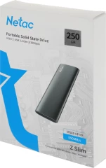 Накопитель SSD Netac USB-C 250Gb NT01ZSLIM-250G-32BK Z Slim 1.8" черный