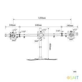 Кронштейн для мониторов Cactus CS-VM-MP330S-AL серебристый 15"-24" макс.8кг настольный наклон