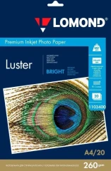 Фотобумага Lomond 1103400 A4/260г/м2/20л./ярко-белый CIE164% атласное для струйной печати