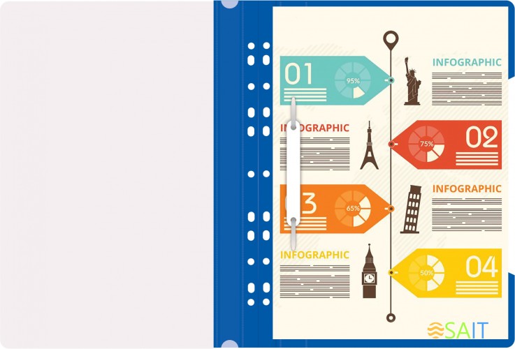 Папка-скоросшиватель Бюрократ PS-P20BLU A4 прозрач.верх.лист боков.перф. пластик синий 0.12/0.16