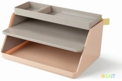 Лоток горизонтальный Deli XDM34pink 2отд. для бумаг A4 315x270x170мм розовый пластик (упак.:1шт)