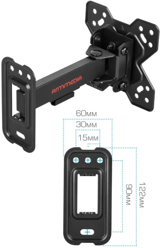 Кронштейн для телевизора Arm Media MARS-5 черный 10"-32" макс.25кг настенный поворот и наклон